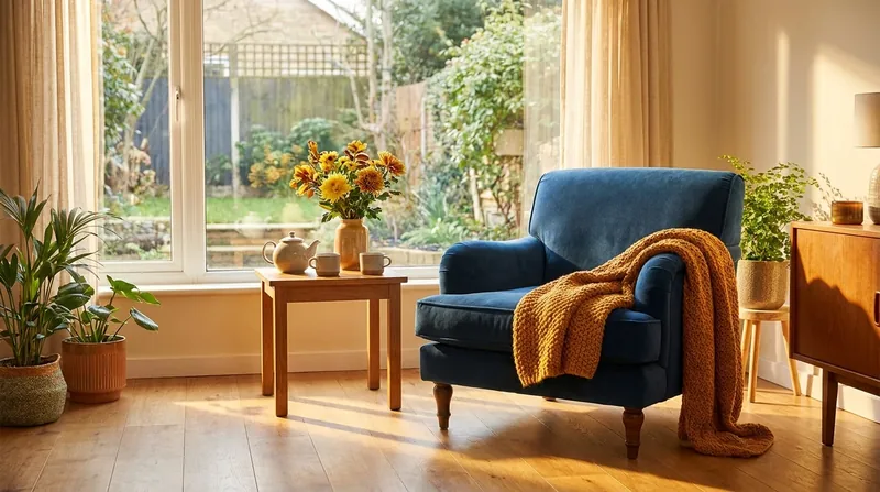Sunlit sitting room with an armchair, blanket and garden view, How to Open a Group Home in New Jersey