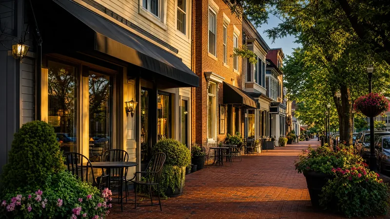 Suburban downtown with two-story storefronts, brick sidewalks and planters, Edison NJ Business License