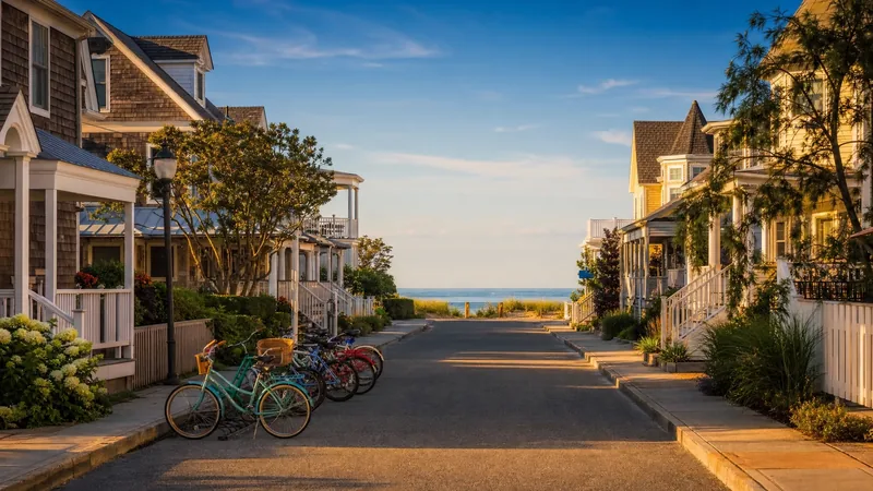Shore-town main street with cedar-shingled shops and bicycles near the beach, Atlantic County NJ Business License